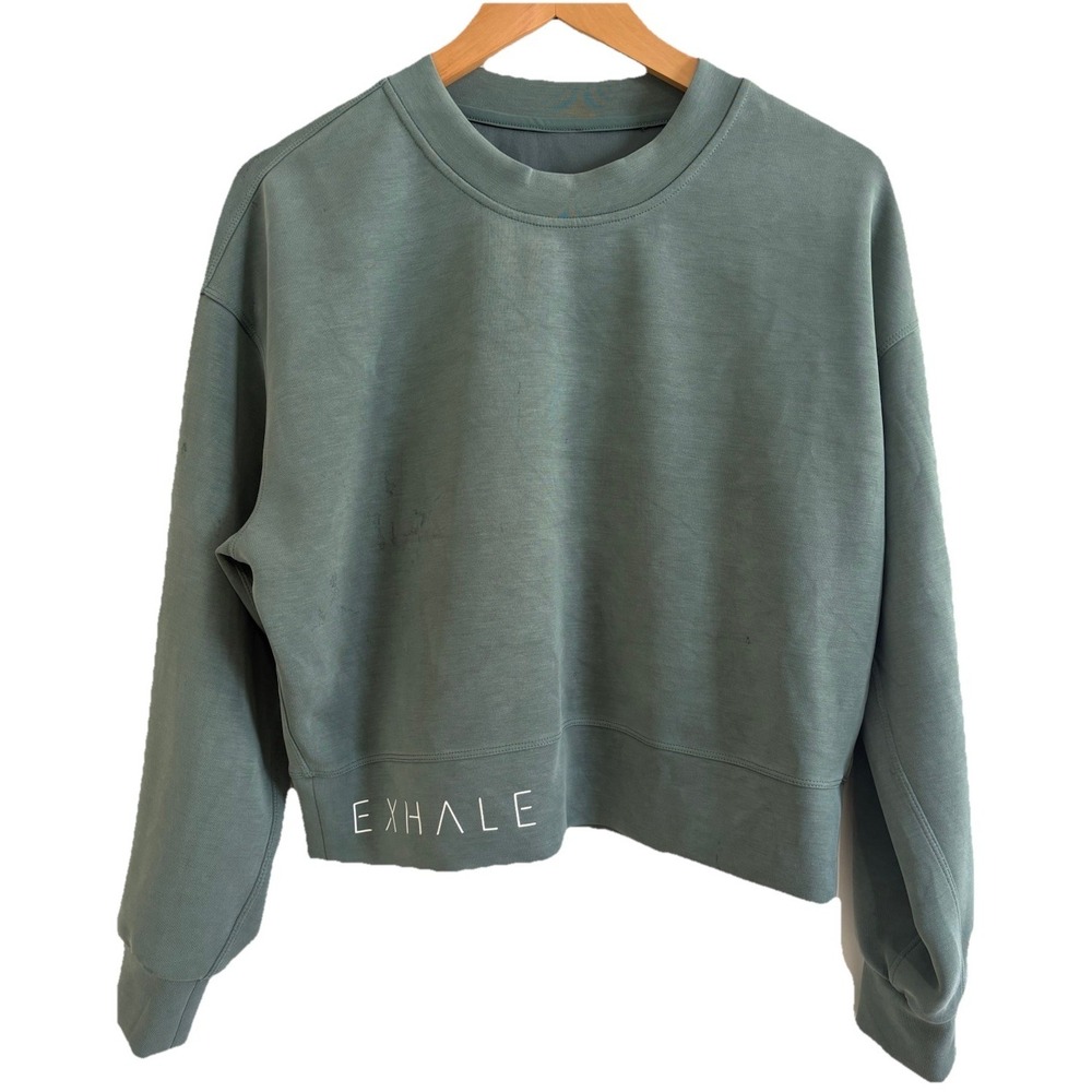 Lululemon Peloton Softstreme Perfectly Oversized Crop Crew 4 Exhale Green *As Is